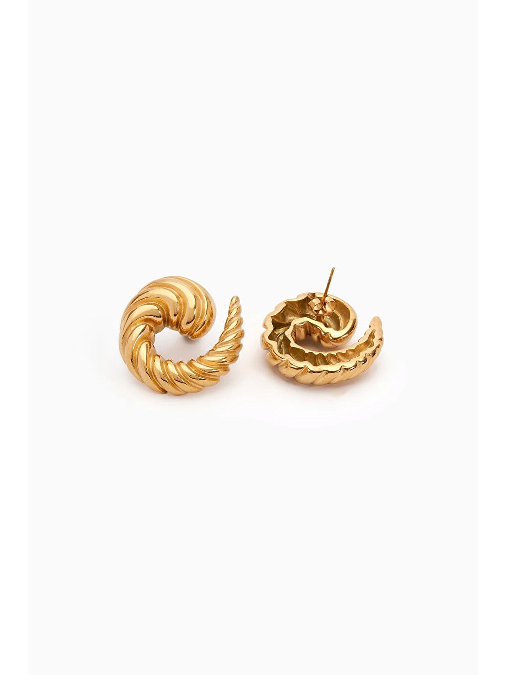 Sarı Vintage Sarmal Gold Kadın Çelik Küpe-1