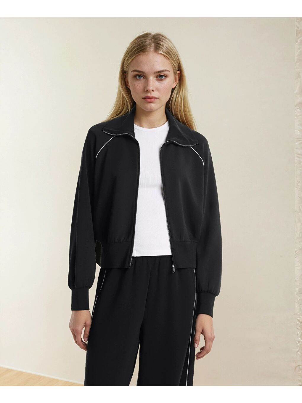 Modal Kumaş Siyah Kadın Eşofman Takımı-1