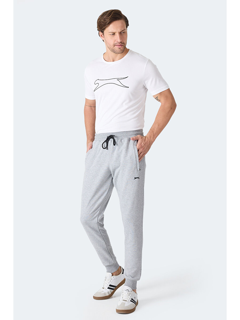 FRENZY Erkek Fermuar Cepli Gri Eşofman Altı-1