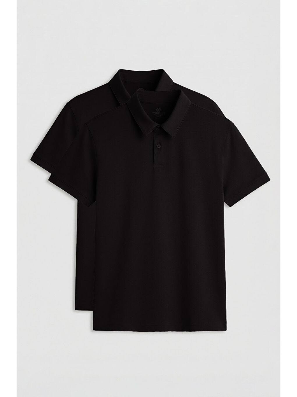 Standart Fit Basic Polo Yaka 2li Paket Siyah Erkek T-Shirt - 87768