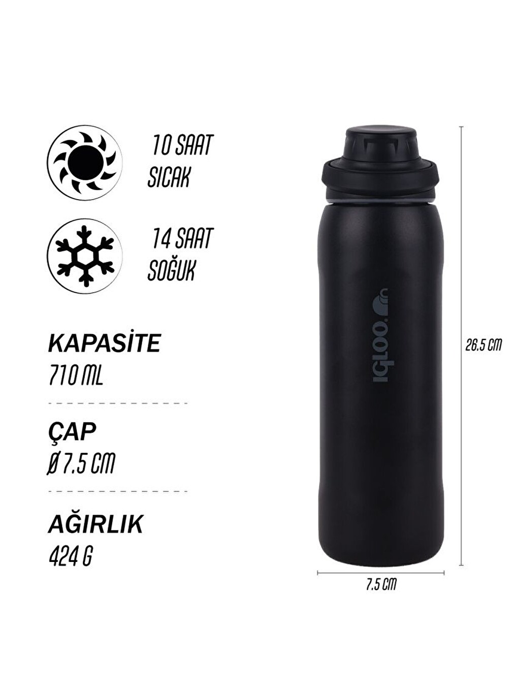 Siyah Veloce Termos 710ml-SİYAH 205864-5
