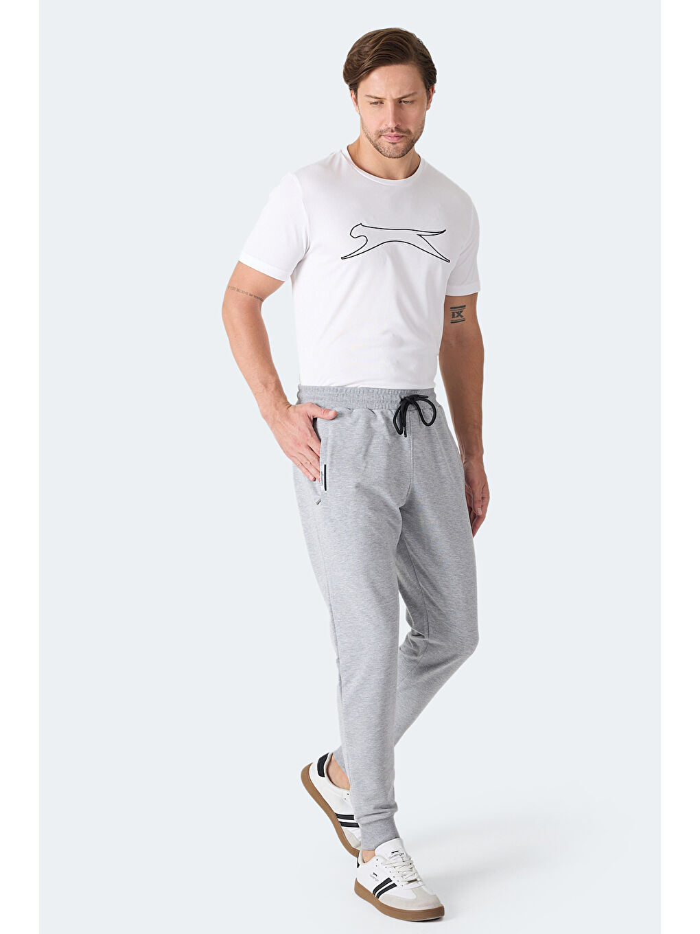 FRENZY Erkek Fermuar Cepli Gri Eşofman Altı-6