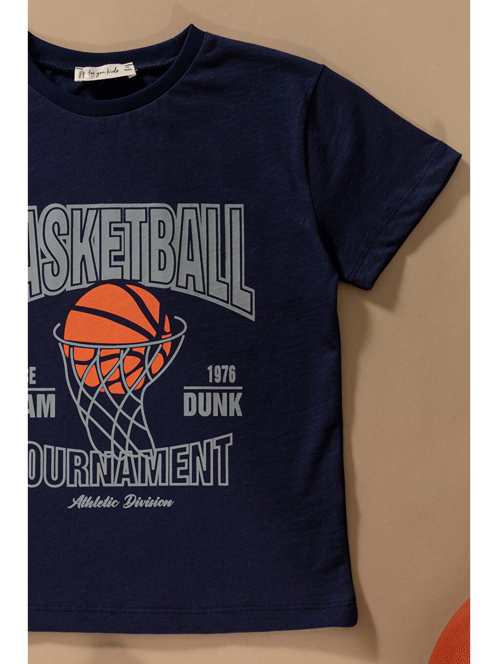 For You Kids Lacivert Basketboll Baskılı Lacivert Tshirt Şort Takım - 1