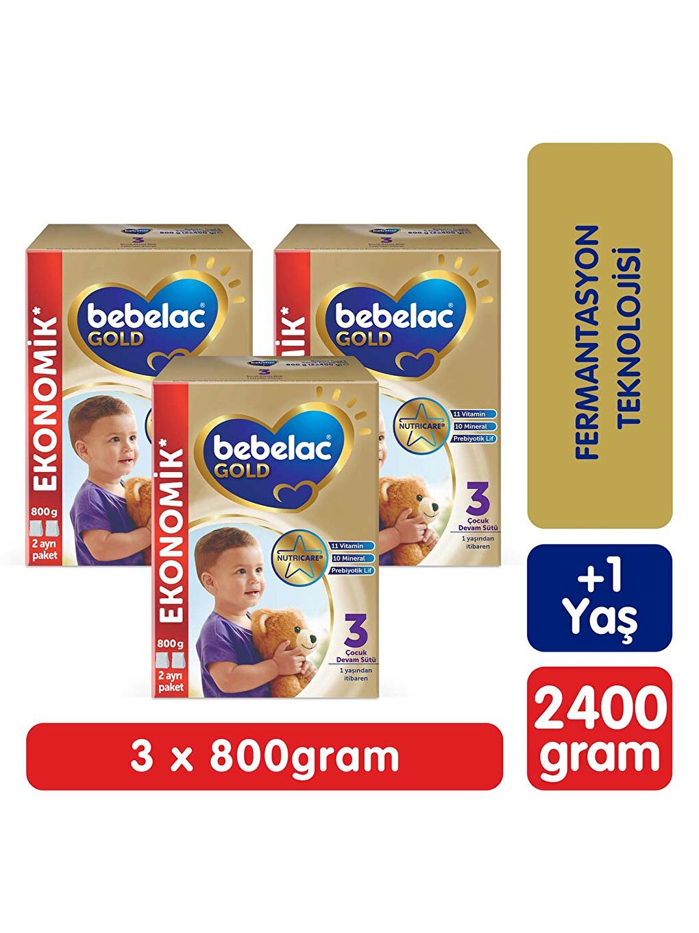 Gold 3 Devam Sütü 1 Yaş 800 gr X 3 Adet 2400 gr-1