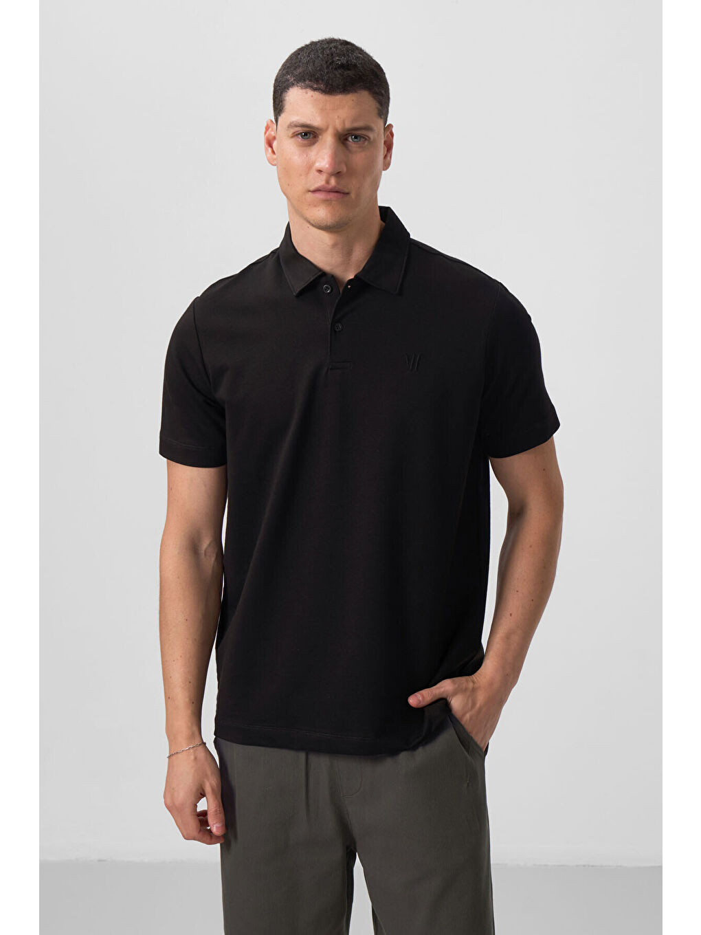 Standart Fit Basic Polo Yaka 2li Paket Siyah Erkek T-Shirt - 87768-1