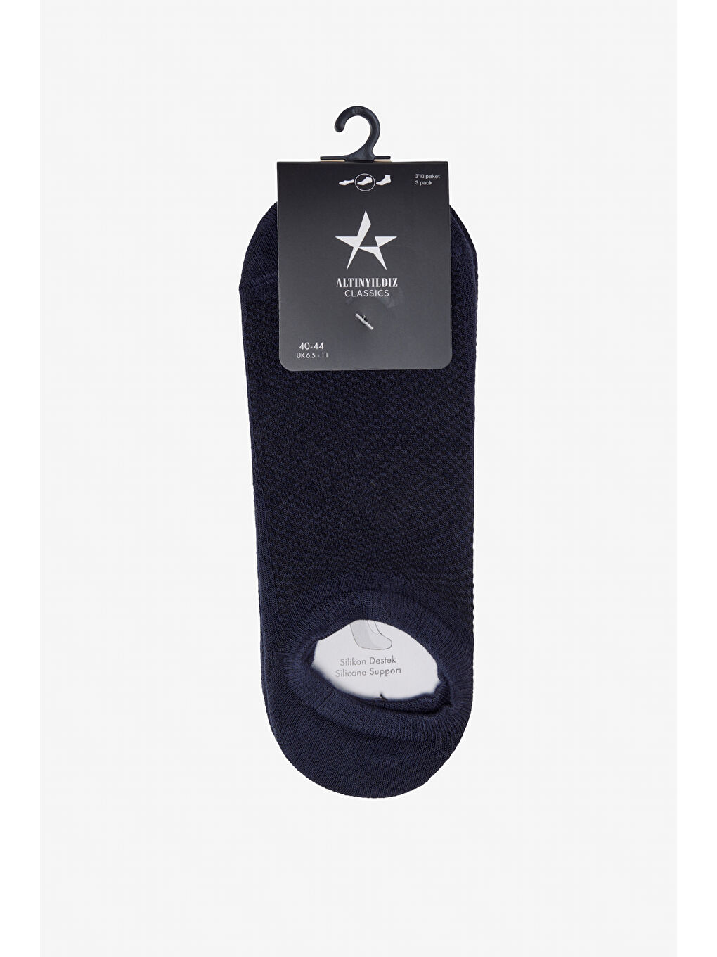 Erkek Lacivert 3'lü Sneaker Çorap-1