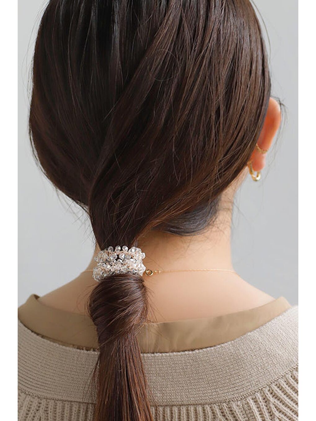 Pembe Kristal Taşlı Lastikli Saç Tokası-2