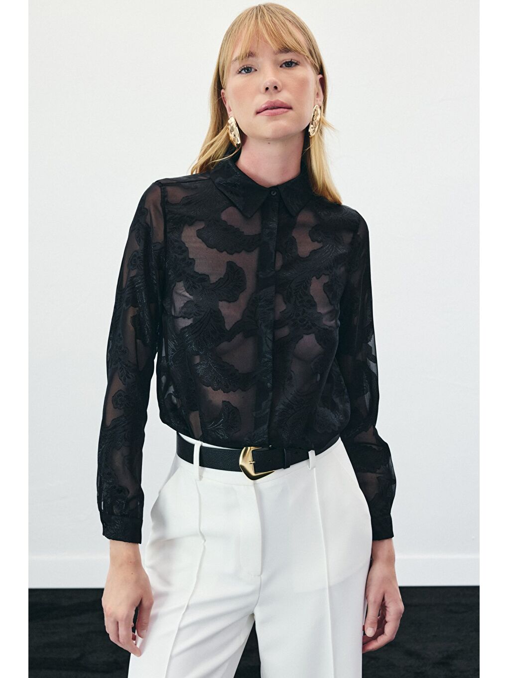 Transparan Gömlek - Siyah-5