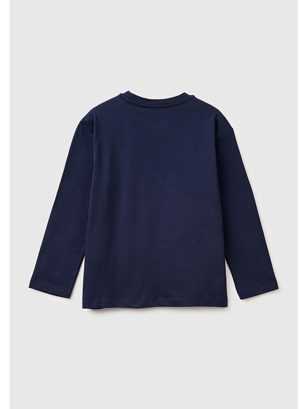 Erkek Çocuk Lacivert Önü Logo Baskılı Bisiklet Yaka Uzun Kollu T-Shirt-1