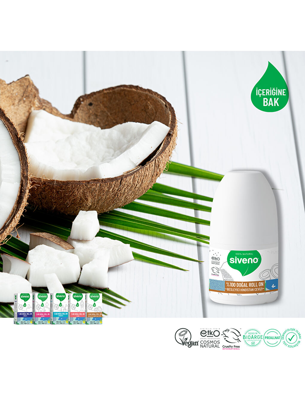 %100 Doğal Roll On Hindistan Cevizli Deodorant Ter Kokusu Önleyici Bitkisel Lekesiz Vegan 50 ml-2