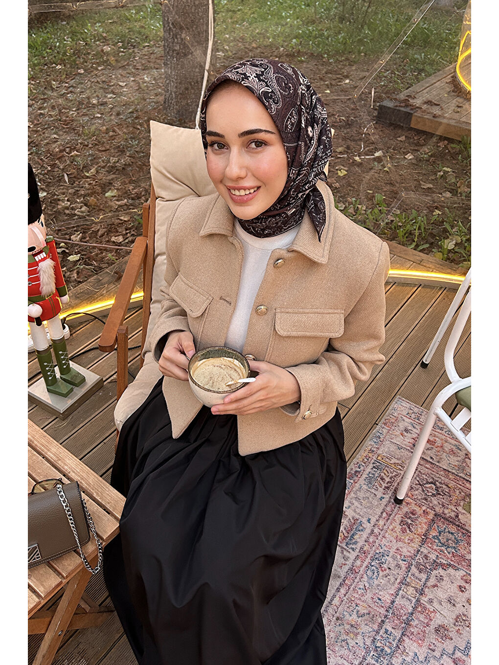 Kahverengi Pamuk Eşarp Tale Çikolata Kahve-4