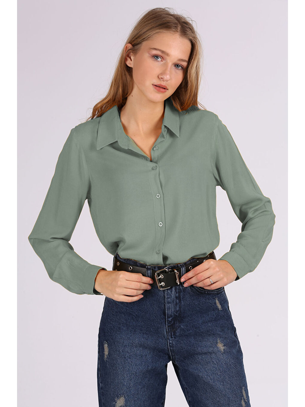 Yeşil 3785 Viskon Gömlek - Çağla
