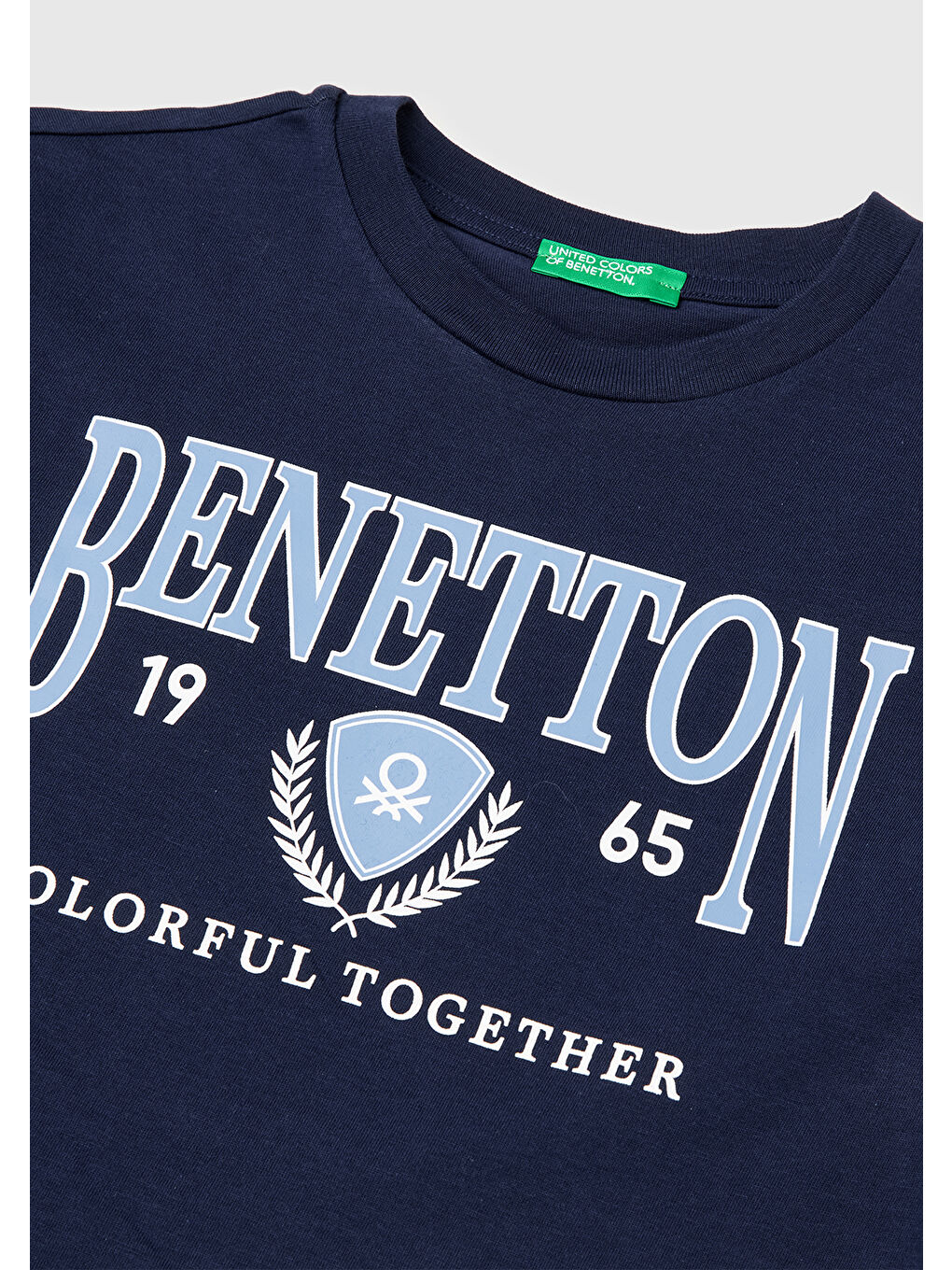 Erkek Çocuk Lacivert Önü Logo Baskılı Bisiklet Yaka Uzun Kollu T-Shirt-2