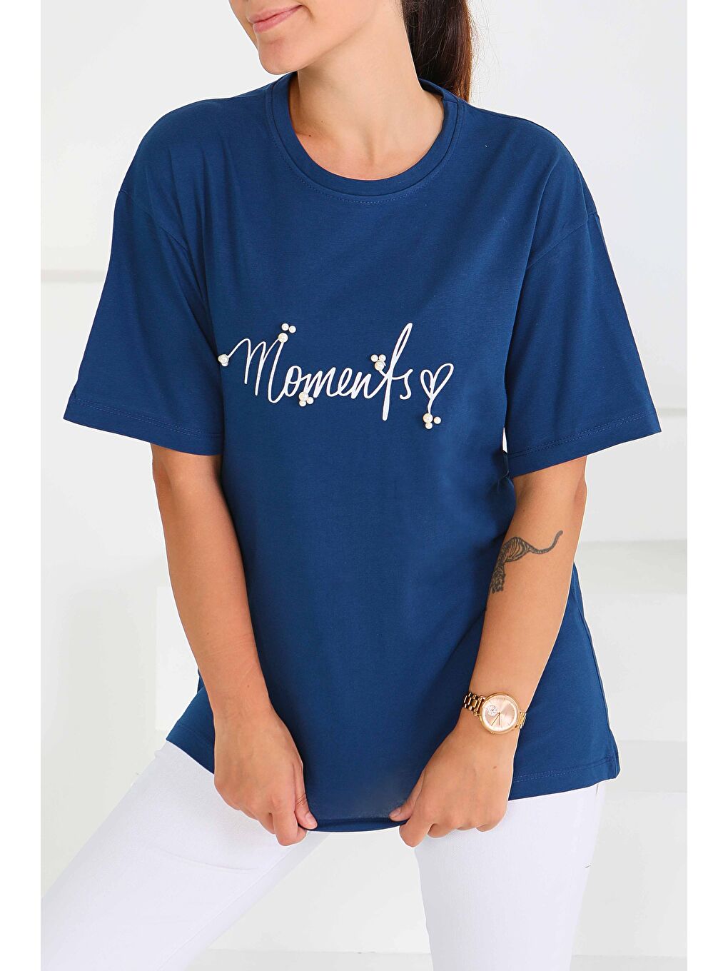 Baskılı Kısa Kollu T-Şhirt Lacivert - 27572