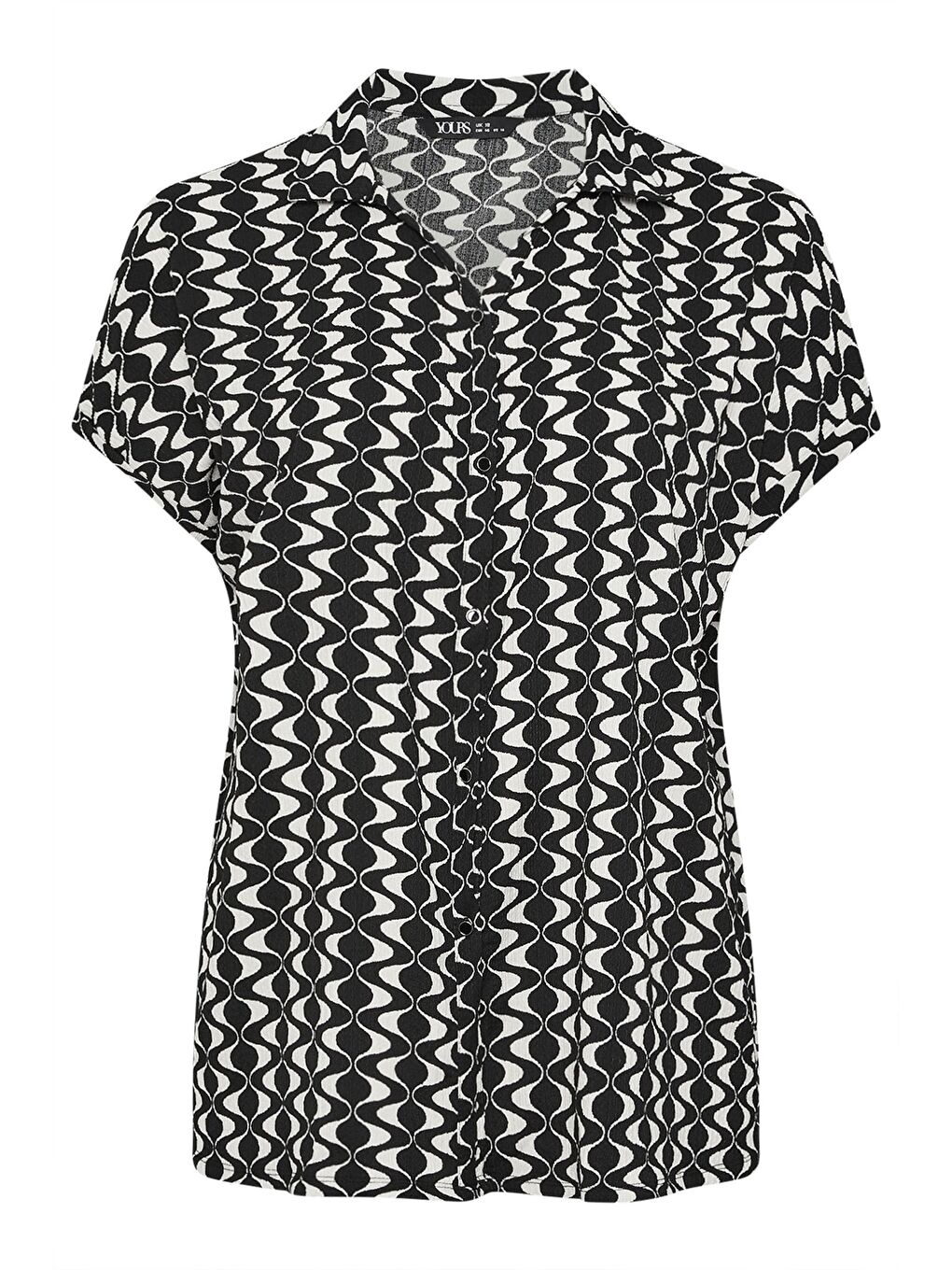 Siyah Büyük Beden Kısa Kollu Desenli Gömlek 303962-4