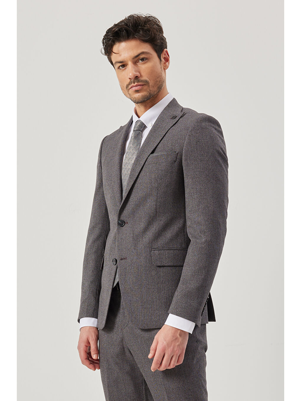 Erkek Bordo Ekstra Slim Fit Dar Kesim Kırlangıç Yaka Desenli Takım Elbise