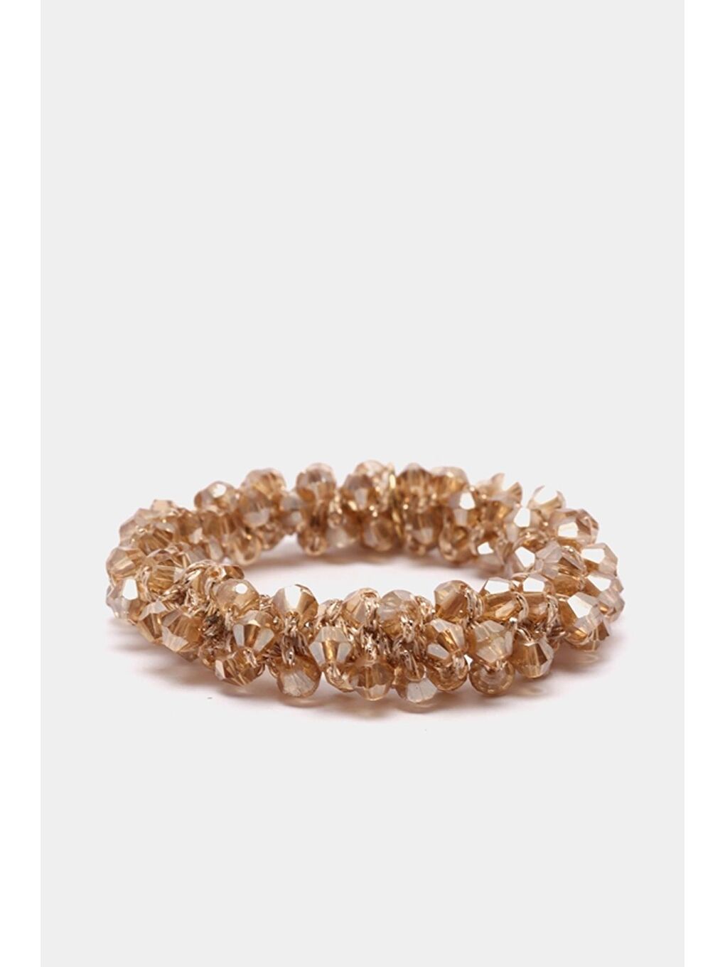 Bej Kristal Taşlı Lastikli Saç Tokası-1