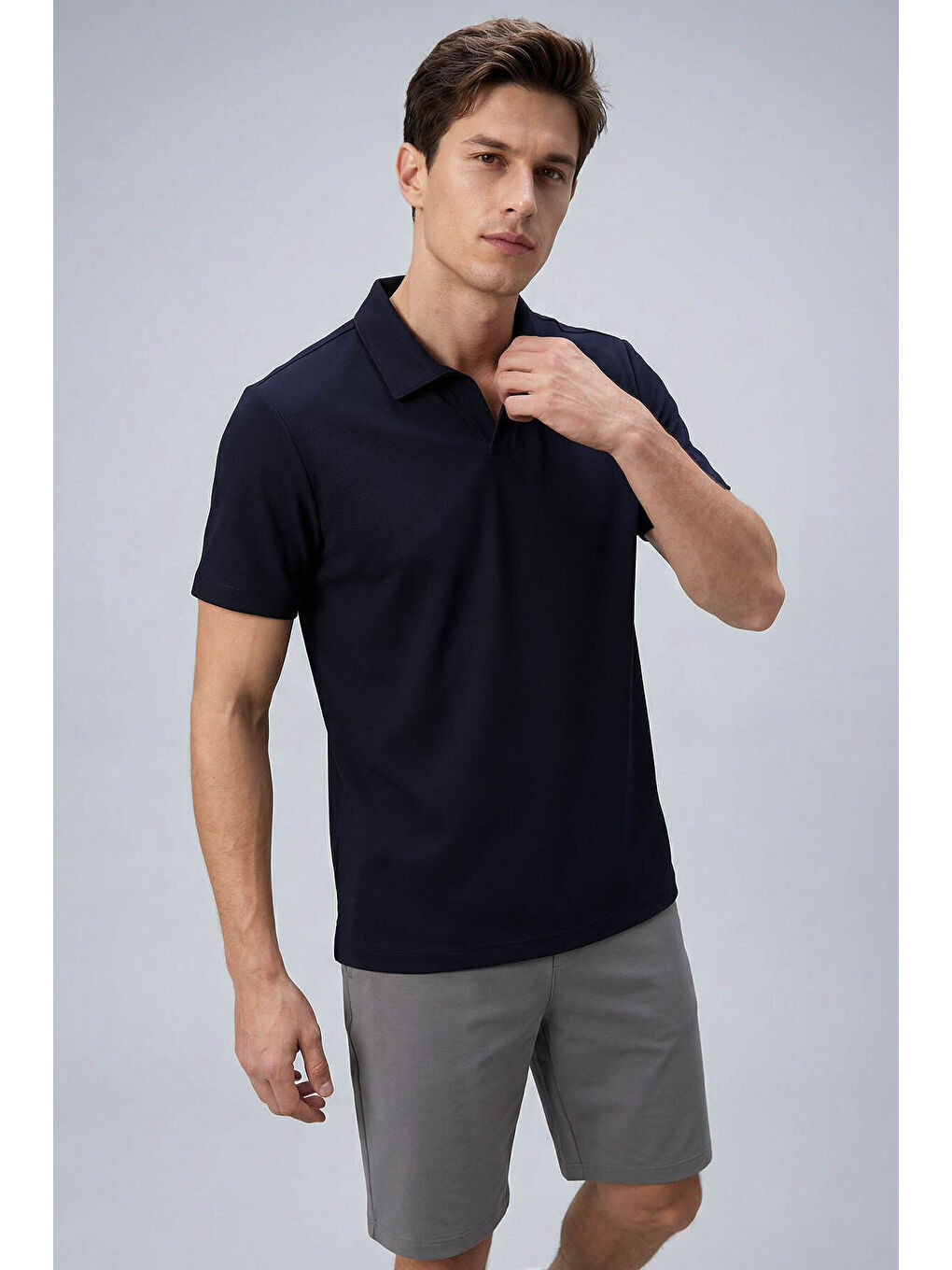 Rahat Form Polo Yaka 3lü Paket Siyah-Haki-Lacivert Erkek T-Shirt - 88496-1