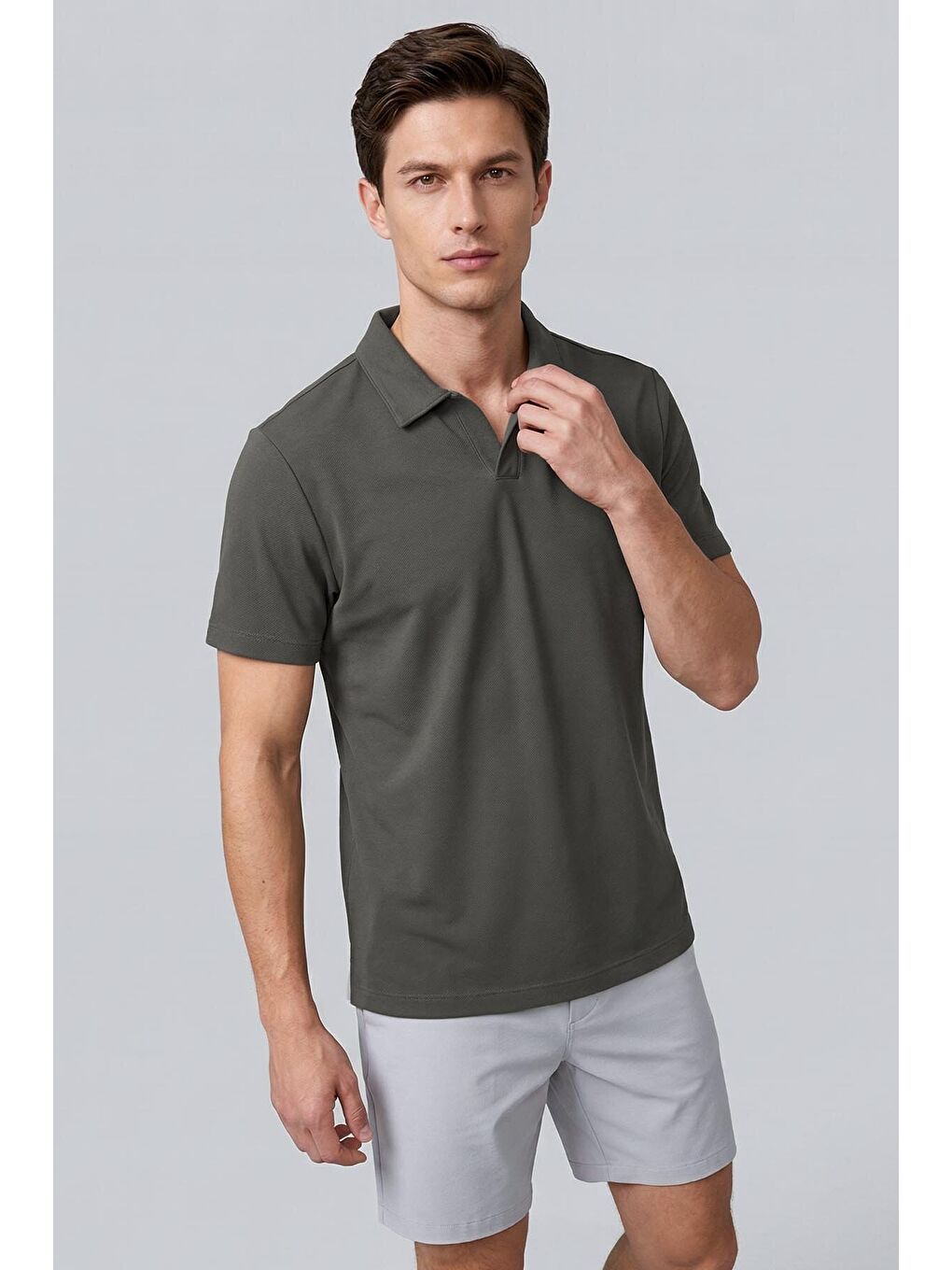 Rahat Form Polo Yaka 3lü Paket Siyah-Haki-Lacivert Erkek T-Shirt - 88496-2