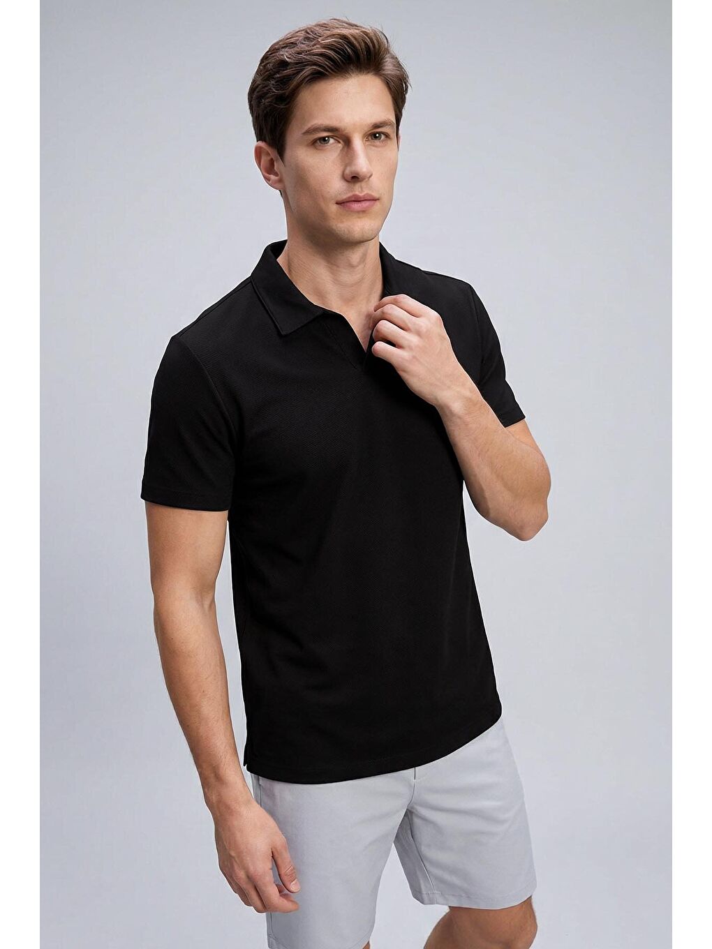 Rahat Form Polo Yaka 3lü Paket Siyah-Haki-Lacivert Erkek T-Shirt - 88496-3