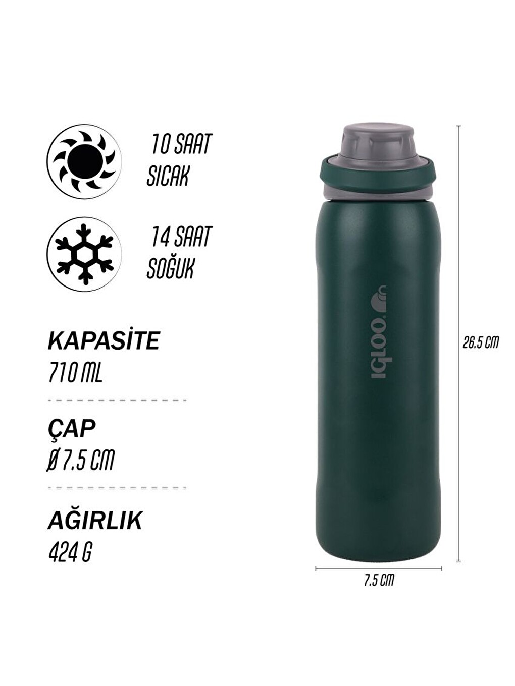 Yeşil Veloce Termos 710ml-YEŞİL 205864-4