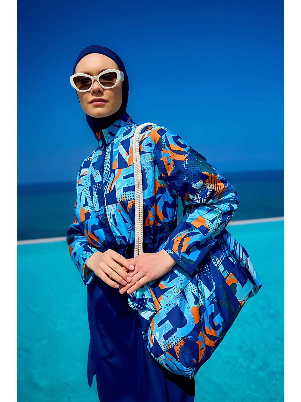 Lacivert Rivamera Tam Kapalı Tesettür Mayo R2503-1