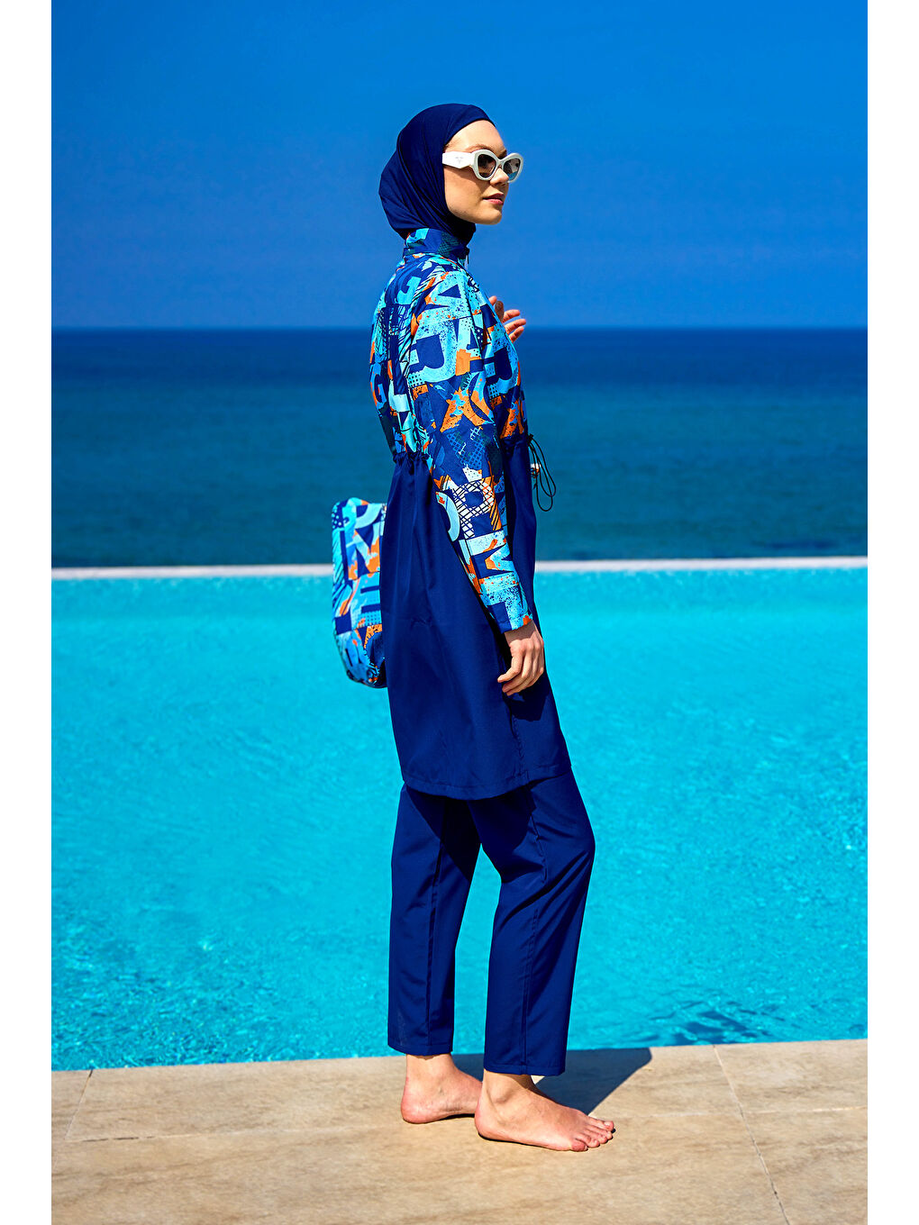 Lacivert Rivamera Tam Kapalı Tesettür Mayo R2503-2