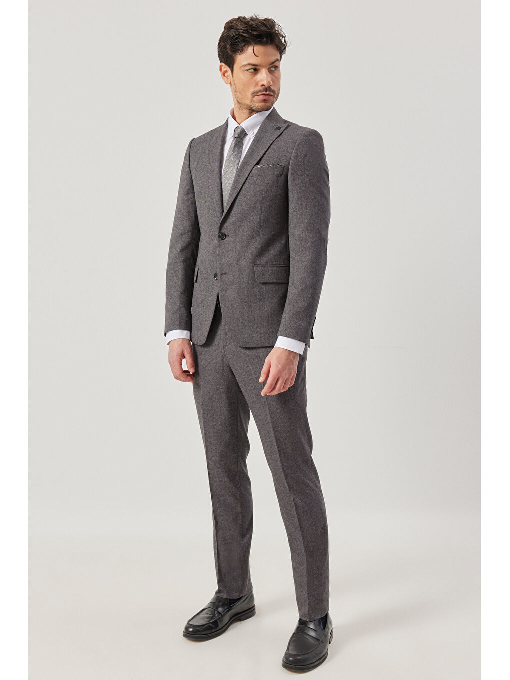 Erkek Bordo Ekstra Slim Fit Dar Kesim Kırlangıç Yaka Desenli Takım Elbise-1