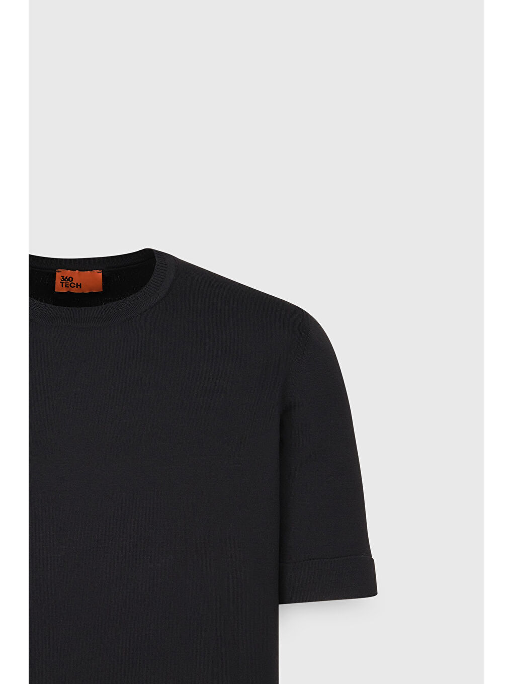 Erkek Siyah Standart Fit Normal Kesim Bisiklet Yaka Triko Tişört-6