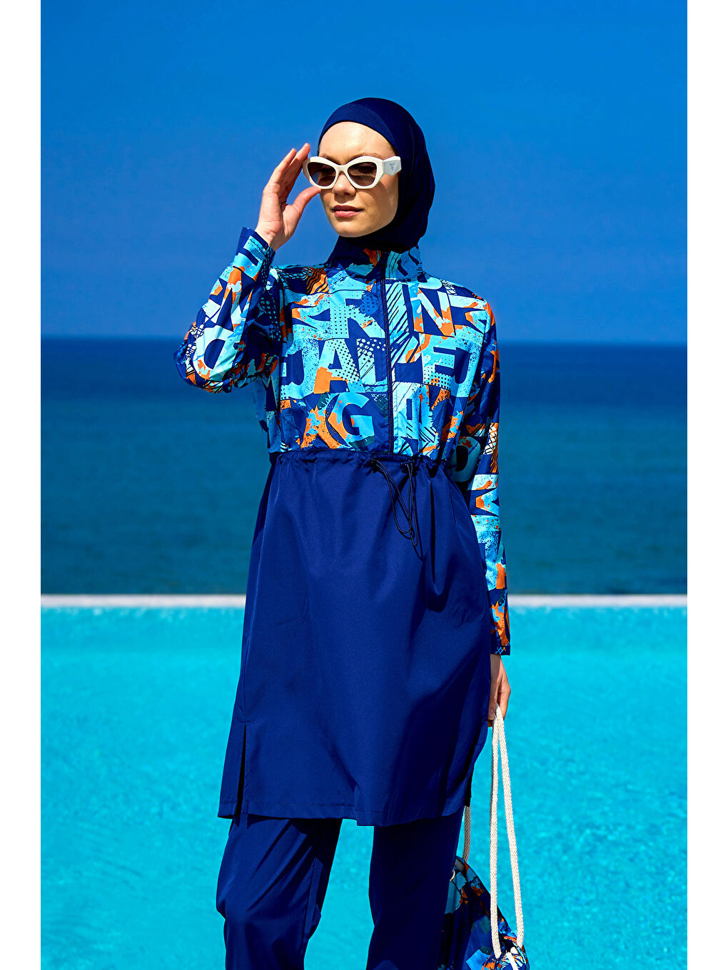 Lacivert Rivamera Tam Kapalı Tesettür Mayo R2503-3