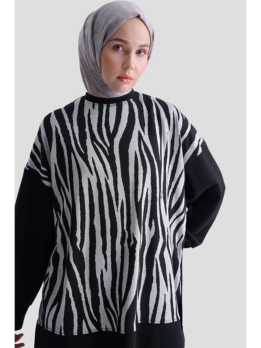 Zebra Desenli Örme Takım 25Kd2801 Siyah-3