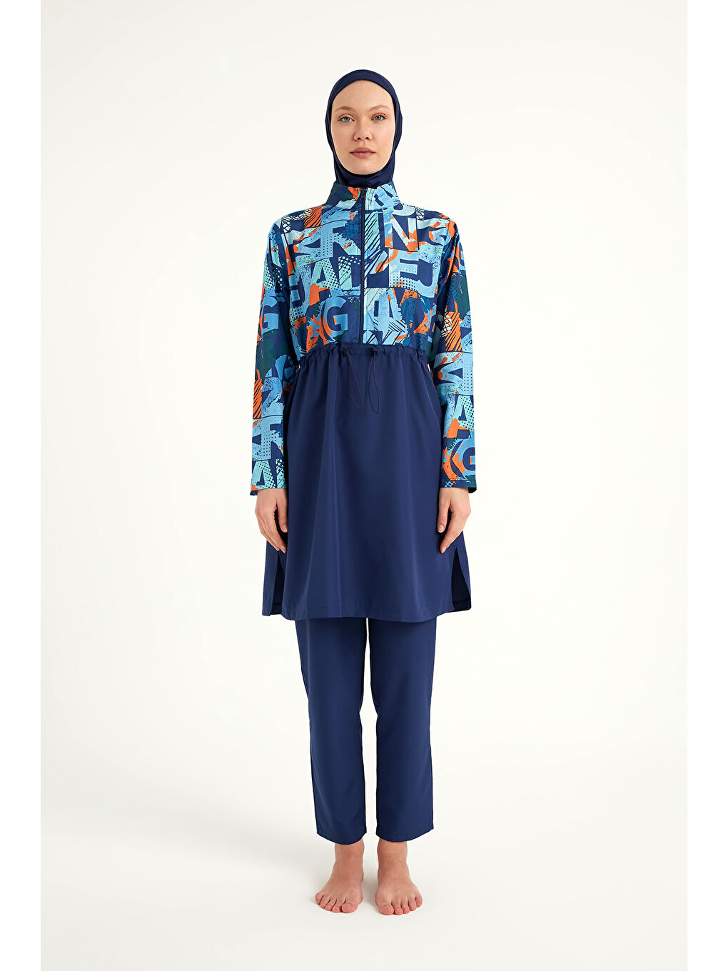 Lacivert Rivamera Tam Kapalı Tesettür Mayo R2503-4