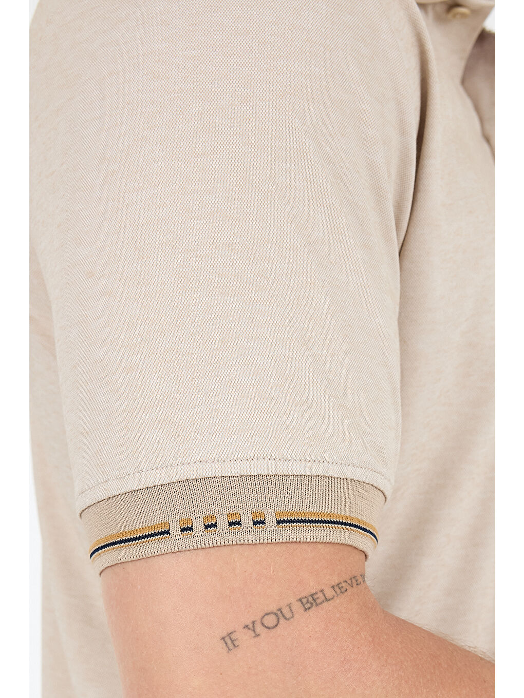 Bej Erkek Polo Yaka Kısa Kollu Tişört 5029-2