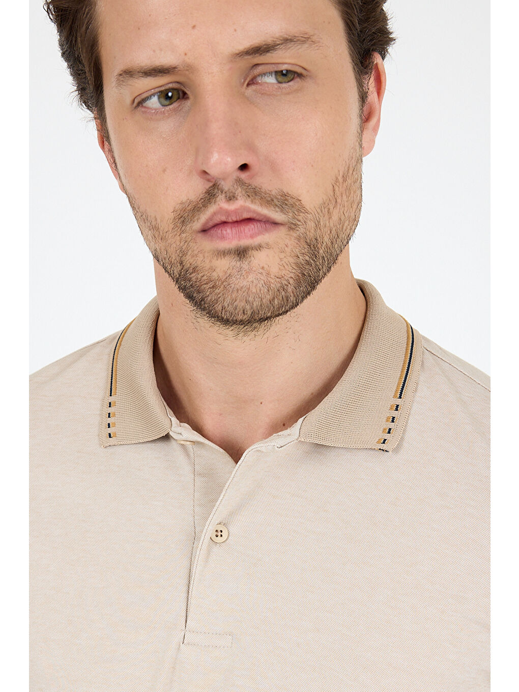 Bej Erkek Polo Yaka Kısa Kollu Tişört 5029-3