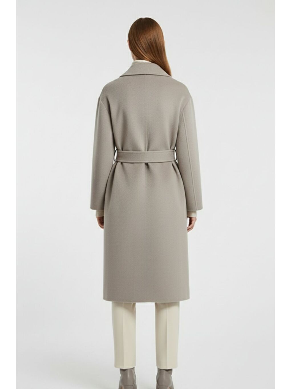 Bej Torba Cepli Premium Yün Karışımlı Vizon Rengi Kaban-4