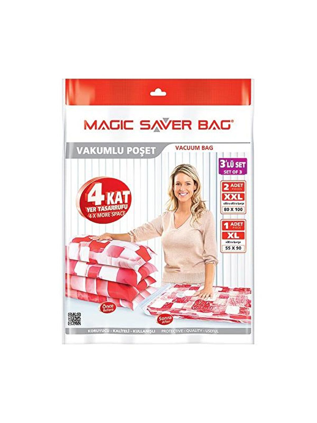 Renksiz 3'lü Vakumlu Saklama Poşeti