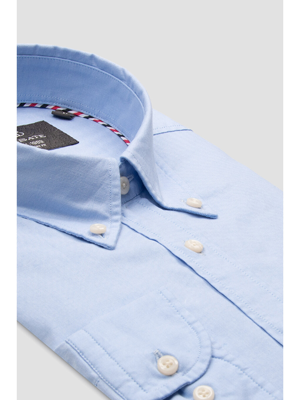 Luca Oxford Stretch Pamuk Karışımlı Comfort Fit Mavi Düğmeli Yaka Erkek Düz Gömlek-2