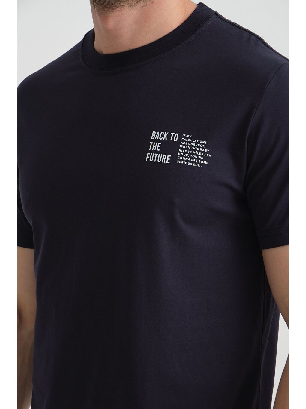 Lacivert Shooter Erkek Pamuklu T-Shirt Premium Kalite Minimal Tasarım Regular Kalıp-1