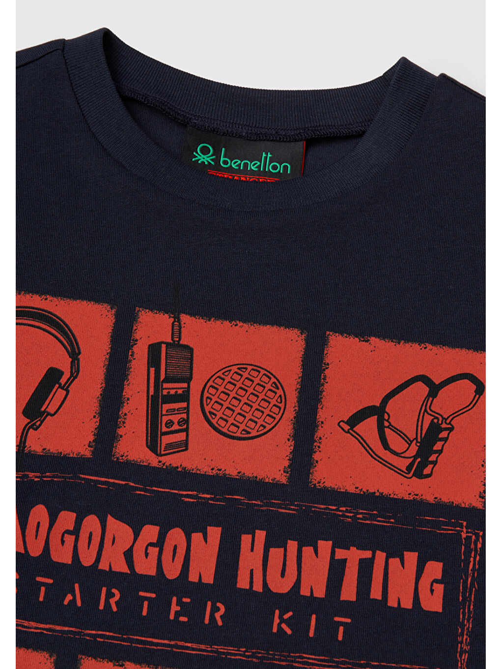 Erkek Çocuk Lacivert %100 Pamuk Stranger Things Ön Baskılı Kısa Kollu T-Shirt-2