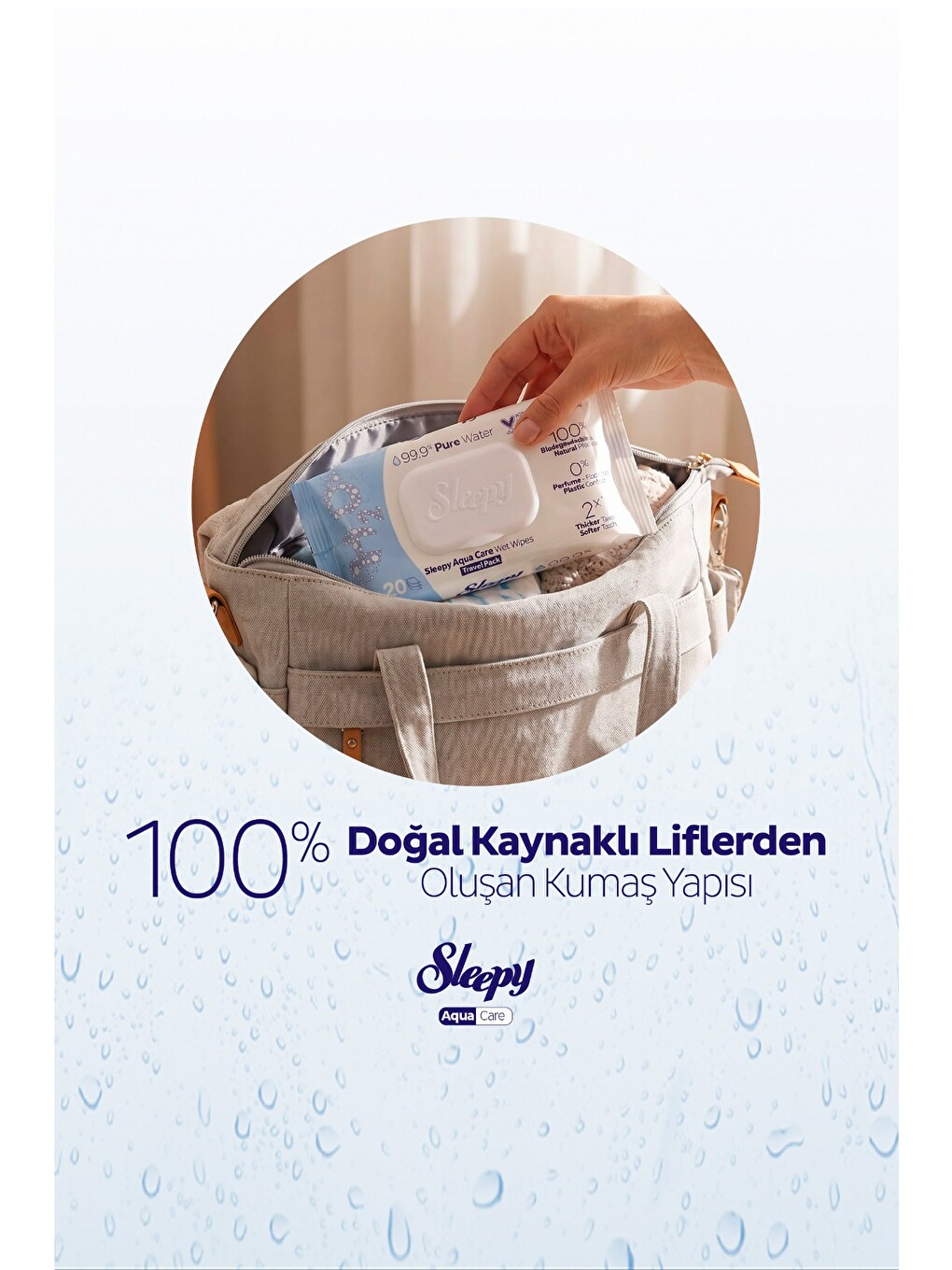 Aquacare H2o Yenidoğan Islak Bebek Havlusu Seyahat Boy 12x20 (240 Yaprak)-1
