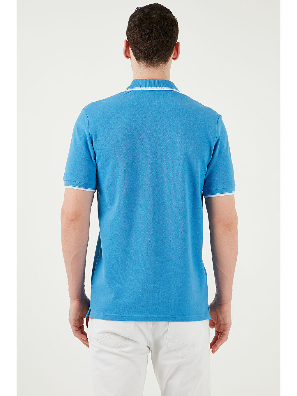 Lacivert Pamuklu Slim Fit Şerit Detaylı Düğmeli Polo Yaka 3'lü Paket T Shirt 5902118S3-5