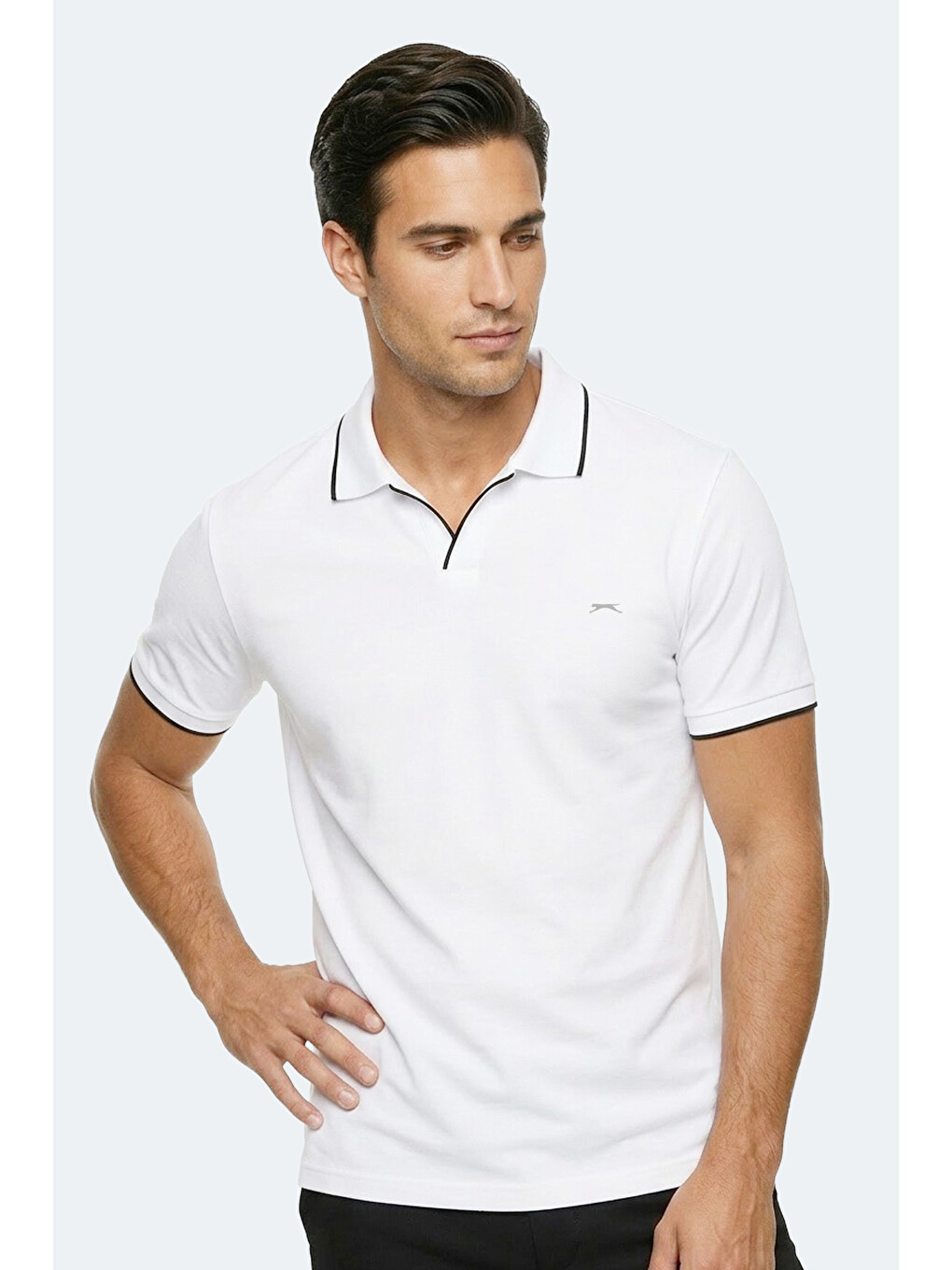 ZITHER Erkek Polo Yaka Beyaz Tişört-6