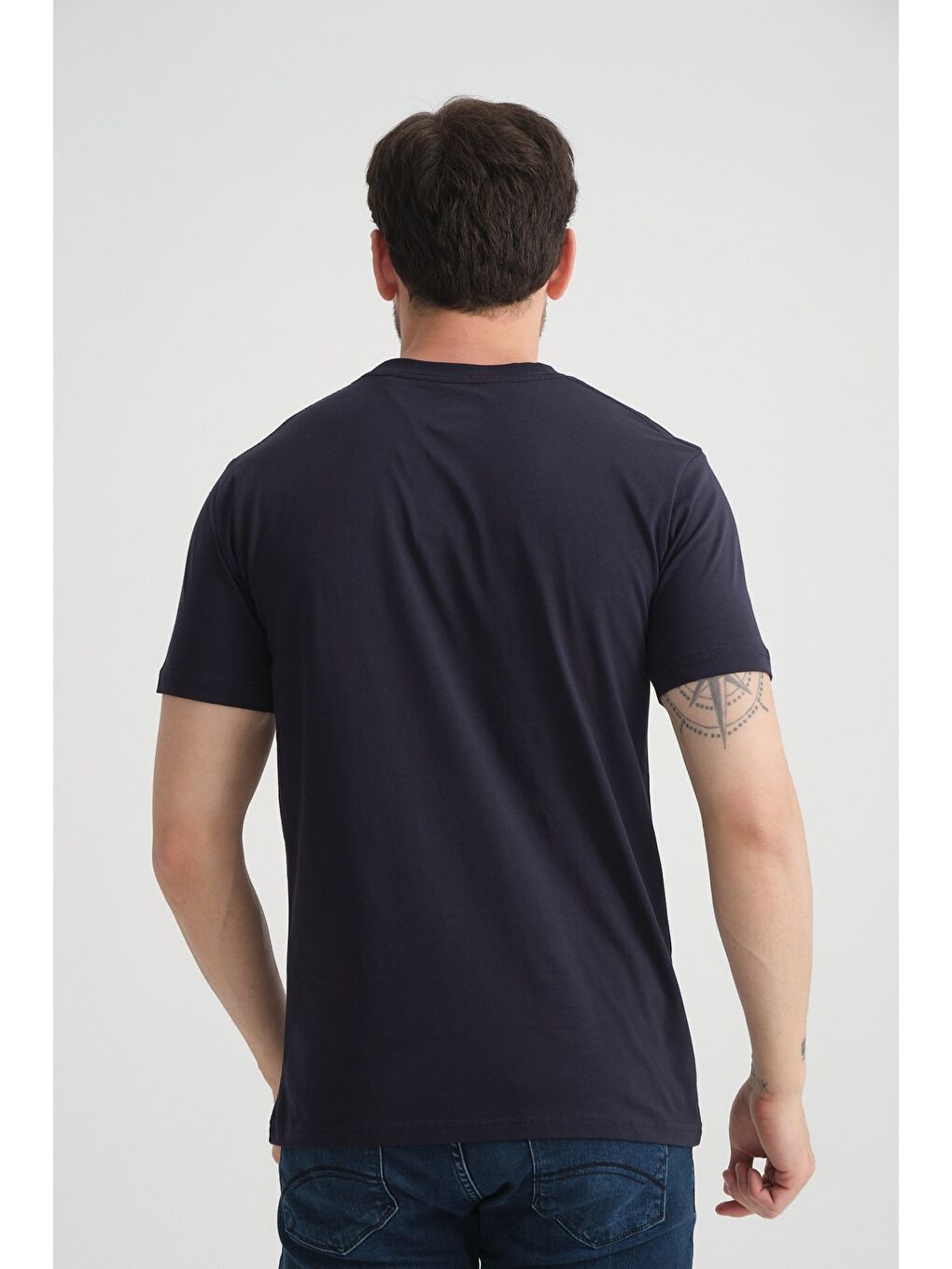 Lacivert Shooter Erkek Pamuklu T-Shirt Premium Kalite Minimal Tasarım Regular Kalıp-7