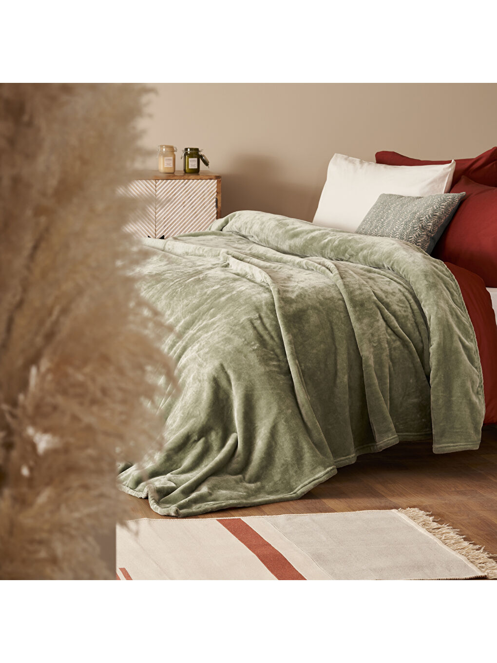 Shelly Wellsoft Çift Kişilik Battaniye Yeşil (200x220 cm)-2