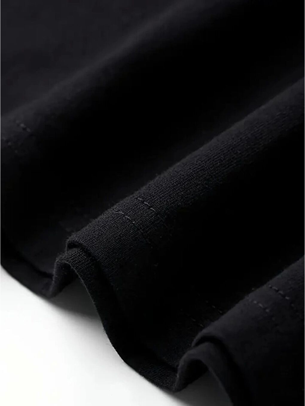 Siyah Baskılı Oversize Bisiklet Yaka T-shirt - Beyaz-1