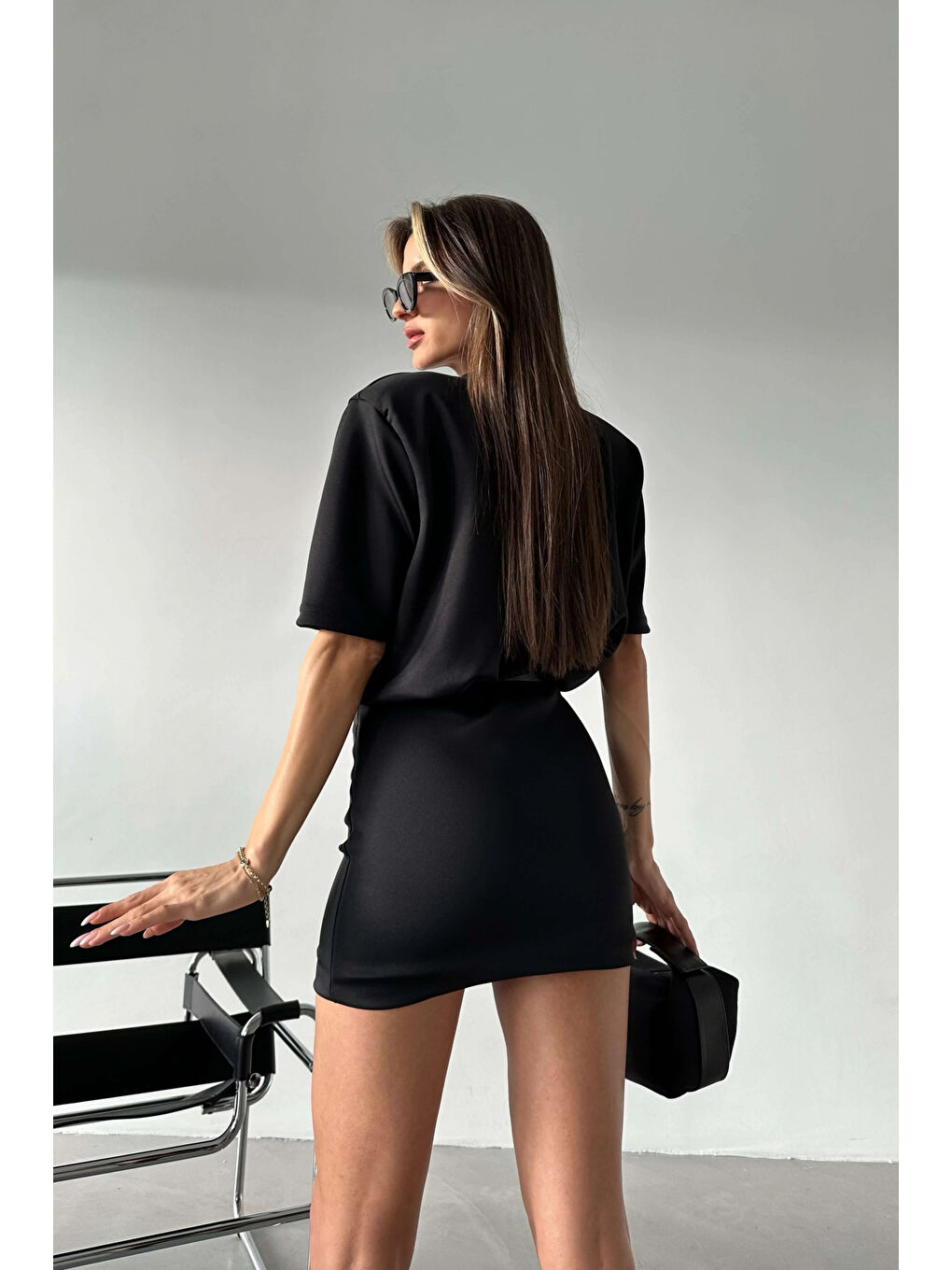 Kadın Siyah Vatkalı Elbise 1035-0002-4