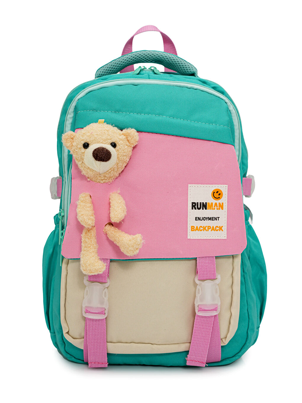 Pelüş Ayıcık Detaylı Kız Çocuk İlkokul Çanta Seti-1