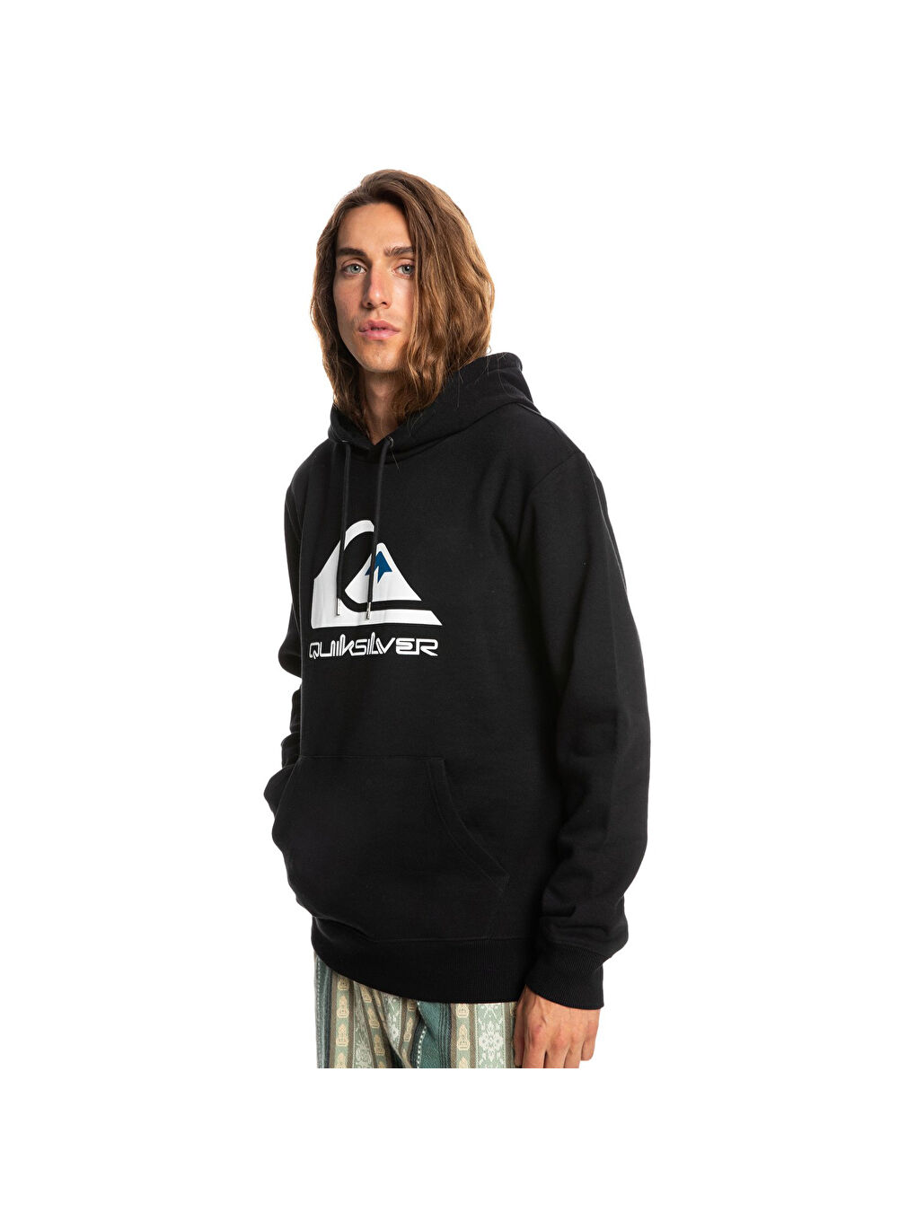 Big Logo Hood Erkek Siyah Sweatshirt-1