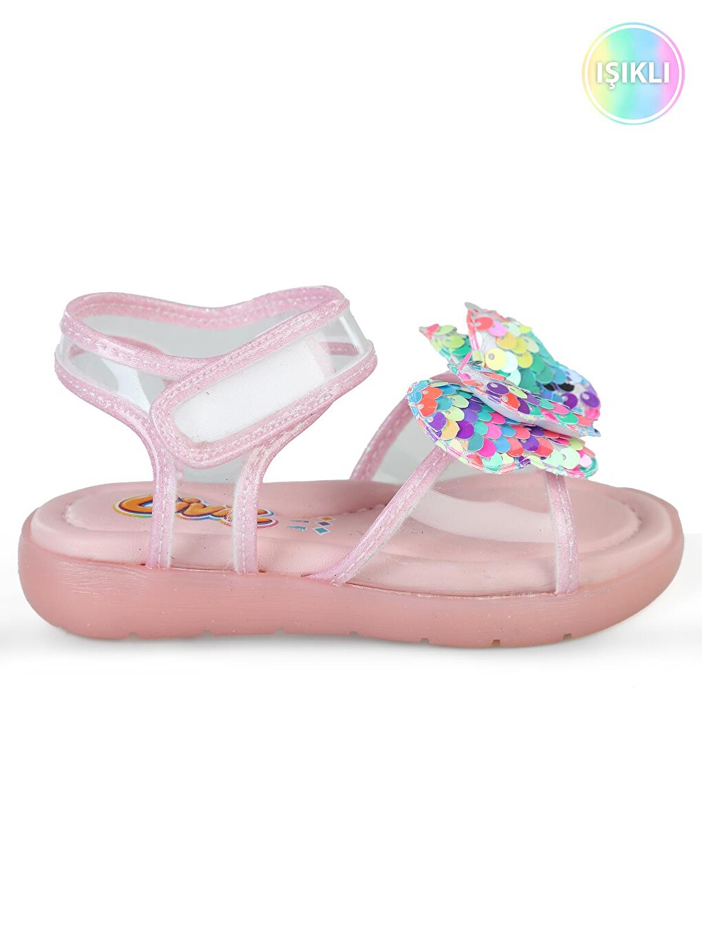 Pembe Girls Simli Kelebek 22- Sandalet - Pudra