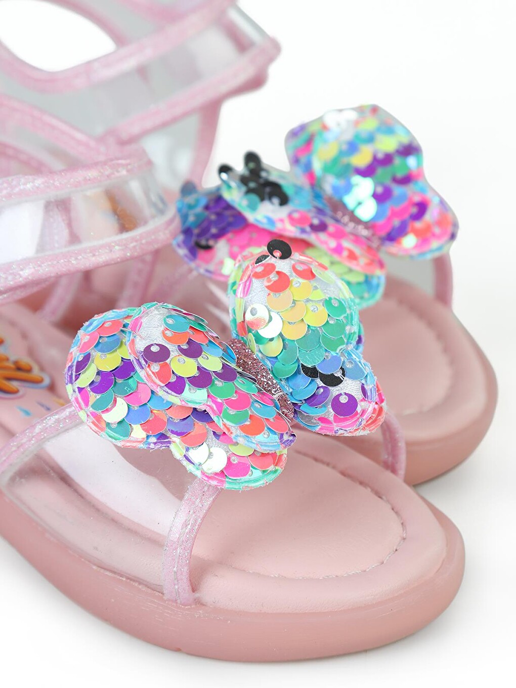 Pembe Girls Simli Kelebek 22- Sandalet - Pudra-2